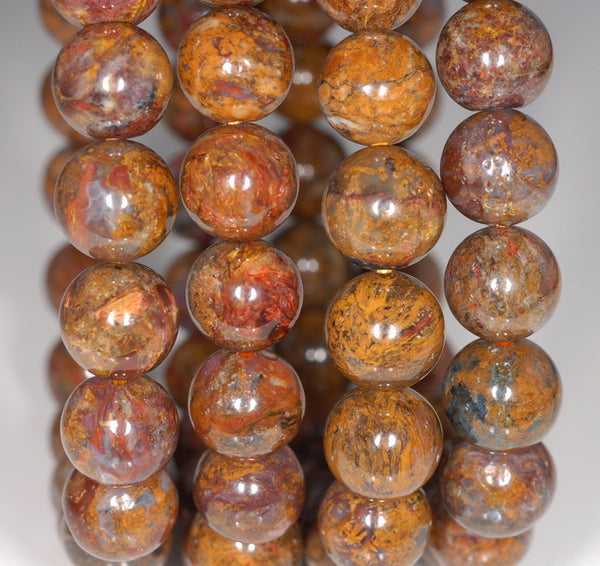 11-12MM Blue Brown Pietersite Gemstone Grade A Round Loose Beads 8 inch Half Strand (80003239-A82)