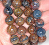 14MM Blue Brown Pietersite Gemstone Grade A Round Loose Beads 8 inch Half Strand (80003245-A82)