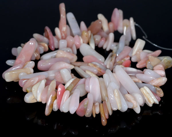 12-16MM Pink Opal Gemstone Stick Pebble Chip Loose Beads 15.5 inch (80003250-A3)