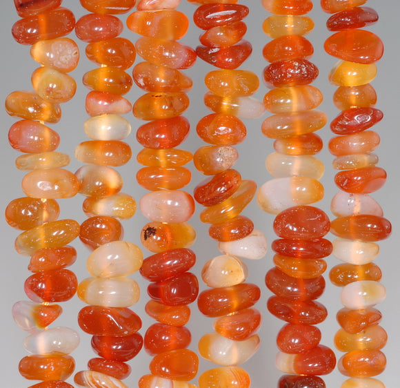 8-10MM Carnelian Red Agate Gemstone Nugget Pebble Loose Beads 16 inch Full Strand (80003253-A3)