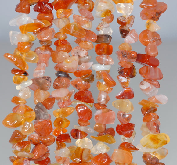 6-8MM Carnelian Red Agate Gemstone Pebble Chip Loose Beads 17 inch (80003254-A3)