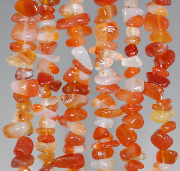 6-8MM Carnelian Red Agate Gemstone Pebble Chip Loose Beads 17 inch (80003255-A3)