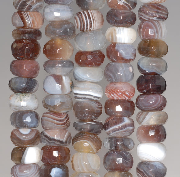 8X7-7X3MM Bostwana Agate Gemstone Faceted Rondelle Loose Beads 7.5 inch Half Strand (80003256 H-A61)