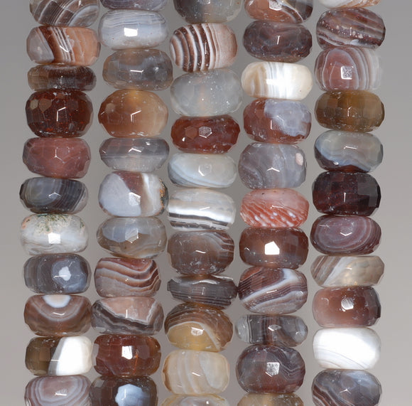 8X6-8X3MM Bostwana Agate Gemstone Faceted Rondelle Loose Beads 7.5 inch Half Strand (80003257 H-A61)