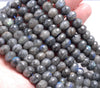 7-8MM Black Labradorite Gemstone Grade AA Faceted Rondelle Loose Beads 7.5 inch Half Strand (80003260-B85)