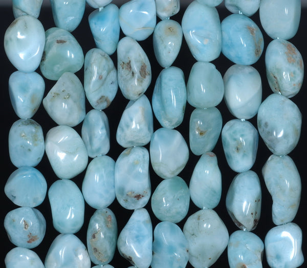 11x9MM Larimar Gemstone Grade AA Pebble Nugget Granule Loose Beads 15.5 inch Full Strand (80003264-A1)