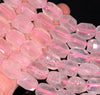 18X13MM Rose Quartz Gemstone Grade AA Faceted Nugget Loose Beads 7 inch Half Strand (80003289-B90)