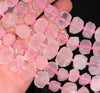 19X12-14X9MM Rose Quartz Gemstone Grade AAA Faceted Nugget Loose Beads 8 inch Half Strand (80003290-B90)