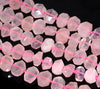 19X12-14X9MM Rose Quartz Gemstone Grade AAA Faceted Nugget Loose Beads 8 inch Half Strand (80003290-B90)