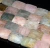 18X13-16X12MM Morganite Gemstone Faceted Rectangle Loose Beads 7.5 inch Half Strand (80003303-B92)