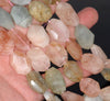 22X15-13X10MM Morganite Gemstone Faceted Nugget Slice Loose Beads 7.5 inch Half Strand (80003304-B92)