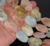 27X18-22X16MM Morganite Gemstone Faceted Nugget Slice Loose Beads 7.5 inch Half Strand (80003307-B92)