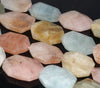 27X18-22X16MM Morganite Gemstone Faceted Nugget Slice Loose Beads 7.5 inch Half Strand (80003307-B92)