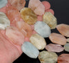 34X18-33X22MM Morganite Gemstone Faceted Nugget Slice Loose Beads 8 inch Half Strand (80003308-B92)