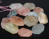 34X18-33X22MM Morganite Gemstone Faceted Nugget Slice Loose Beads 8 inch Half Strand (80003308-B92)