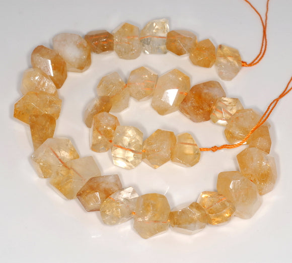 20X14-15X9MM Citrine Gemstone Faceted Nugget Loose Beads 7.5 inch Half Strand (80003310-B91)