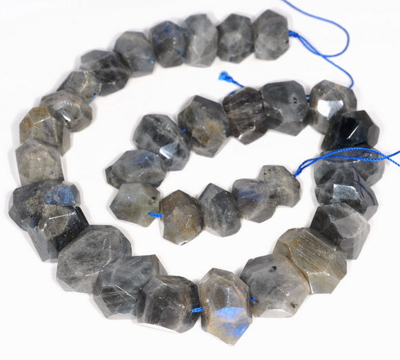 20X12-18X12MM Labradorite Gemstone Faceted Nugget Loose Beads 7.5 inch Half Strand (80003318-B91)