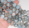 17X12-14X10MM Aquamarine Gemstone Faceted Nugget Loose Beads 7.5 inch Half Strand (80003322-B91)