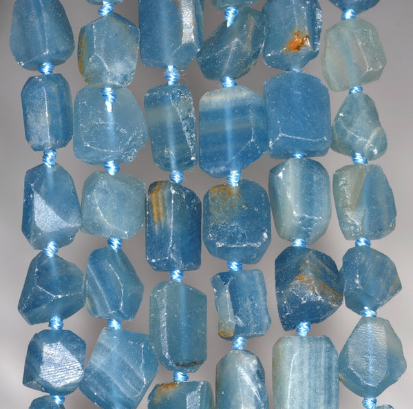 9X6MM Blue Calcite Gemstone Grade AAA Faceted Nugget Loose Beads 8 inch Half Strand (80003329-B89)