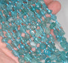 12X10-9X7MM Aqua Blue Apatite Gemstone Grade AAA Rough Nugget Pebble Loose Beads 16.5 inch Full Strand (80003330-B89)