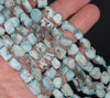 12X10-9X7MM Larimar Gemstone Grade AA Rough Nugget Pebble Loose Beads 8 inch Half Strand (80003331-B89)