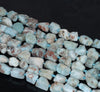 12X10-9X7MM Larimar Gemstone Grade AA Rough Nugget Pebble Loose Beads 8 inch Half Strand (80003331-B89)