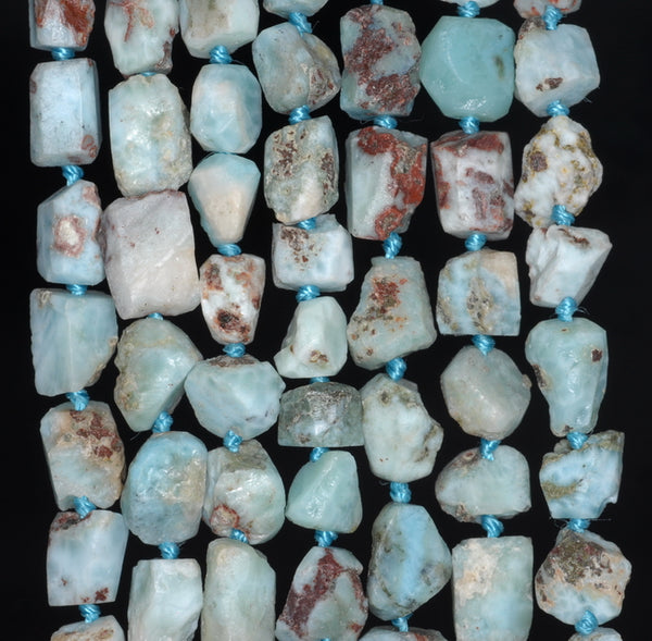 12X10-9X7MM Larimar Gemstone Grade AA Rough Nugget Pebble Loose Beads 8 inch Half Strand (80003331-B89)