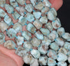 14X12-10X8MM Larimar Gemstone Grade AA Rough Nugget Pebble Loose Beads 7.5 inch Half Strand (80003332-B89)