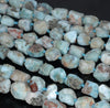 14X12-10X8MM Larimar Gemstone Grade AA Rough Nugget Pebble Loose Beads 7.5 inch Half Strand (80003332-B89)