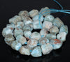 14X12-10X8MM Larimar Gemstone Grade AA Rough Nugget Pebble Loose Beads 7.5 inch Half Strand (80003332-B89)