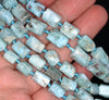 13X9-8X7MM Larimar Gemstone Grade AA Faceted Tube Nugget Loose Beads 8 inch Half Strand (80003333-B89)