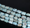 13X9-8X7MM Larimar Gemstone Grade AA Faceted Tube Nugget Loose Beads 8 inch Half Strand (80003333-B89)