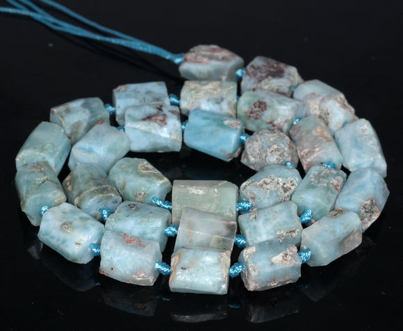 13X9-8X7MM Larimar Gemstone Grade AA Faceted Tube Nugget Loose Beads 8 inch Half Strand (80003333-B89)