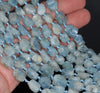 13X12-10X8MM Aquamarine Gemstone Grade AAA Rough Nugget Pebble Loose Beads 8 inch Half Strand (80003336-B89)