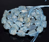 13X12-10X8MM Aquamarine Gemstone Grade AAA Rough Nugget Pebble Loose Beads 8 inch Half Strand (80003336-B89)