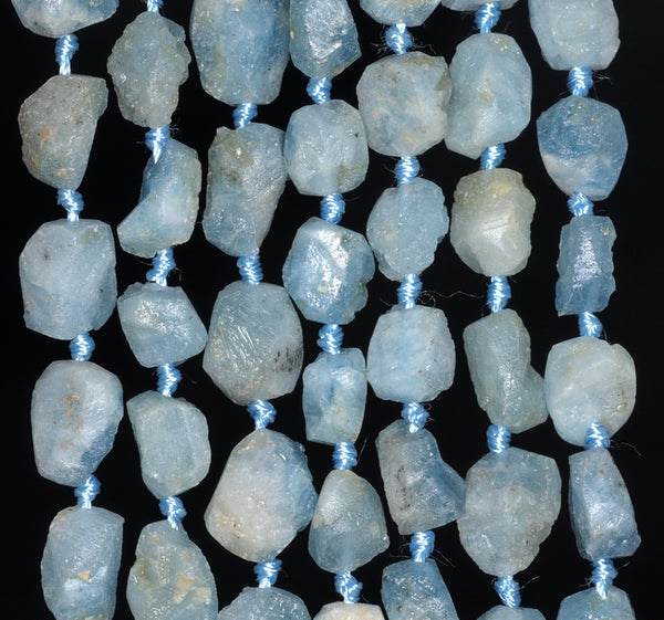 13X12-10X8MM Aquamarine Gemstone Grade AAA Rough Nugget Pebble Loose Beads 8 inch Half Strand (80003336-B89)