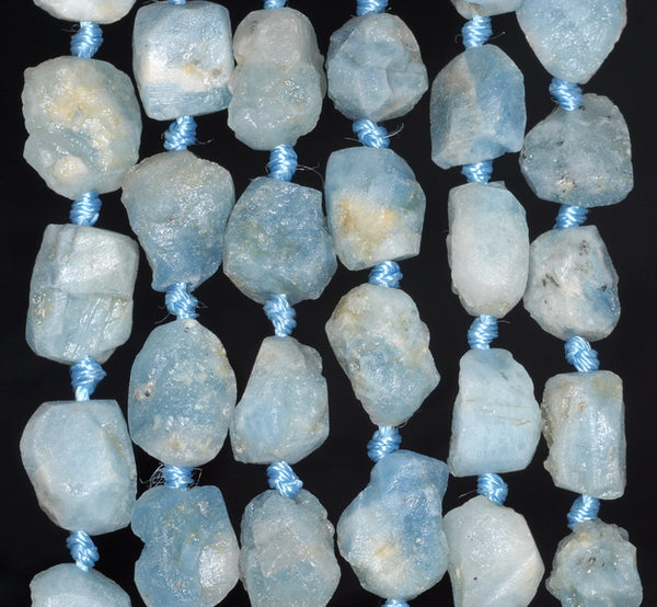 15X12-11X9MM Aquamarine Gemstone Grade AA Rough Nugget Pebble Loose Beads 8 inch Half Strand (80003338-B89)