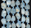 15X12-11X9MM Aquamarine Gemstone Grade AA Rough Nugget Pebble Loose Beads 8 inch Half Strand (80003338-B89)