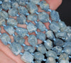 16X13-9X8MM Aquamarine Gemstone Grade AAA Rough Nugget Pebble Loose Beads 8 inch Half Strand (80003339-B89)