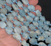 18X17-13X11MM Aquamarine Gemstone Grade AA Rough Nugget Pebble Loose Beads 8 inch Half Strand (80003340-B89)