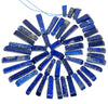 45X8-22X7MM Lapis Lazuli Gemstone Grade A Graduated Stick Loose Beads 16.5 inch Full Strand (80003344-B88)