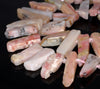 38X9-19X8MM Pink Opal Gemstone Grade A Graduated Stick Loose Beads 16 inch Full Strand (80003348-B88)