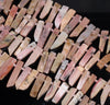 38X9-19X8MM Pink Opal Gemstone Grade A Graduated Stick Loose Beads 16 inch Full Strand (80003348-B88)