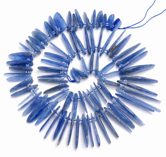 42X9-10X7MM Kyanite Gemstone Grade AAA Graduated Stick Slice Loose Beads 16 inch Full Strand (80003349-B88)