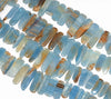 43X11-14X9MM Blue Calcite Gemstone Grade AA Graduated Stick Slice Loose Beads 15.5 inch Full Strand (80003350-B88)