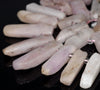 41X11-15X8MM Pink Kunzite Gemstone Grade A Graduated Stick Loose Beads 15.5 inch Full Strand (80003351-B88)