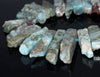 35X10-15X6MM Larimar Gemstone Rough Gradated Stick Loose Beads 15 inch Full Strand (80003353-B86)