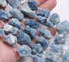 24X22-22X15MM Blue Aquamarine Gemstone Grade AAA Rough Nugget Loose Beads 7.5 inch Half Strand (80003356-B86)