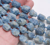 18X15-12X10MM Blue Aquamarine Gemstone Grade AAA Rough Nugget Loose Beads 8 inch Half Strand (80003357-B86)