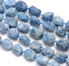 18X15-12X10MM Blue Aquamarine Gemstone Grade AAA Rough Nugget Loose Beads 8 inch Half Strand (80003357-B86)